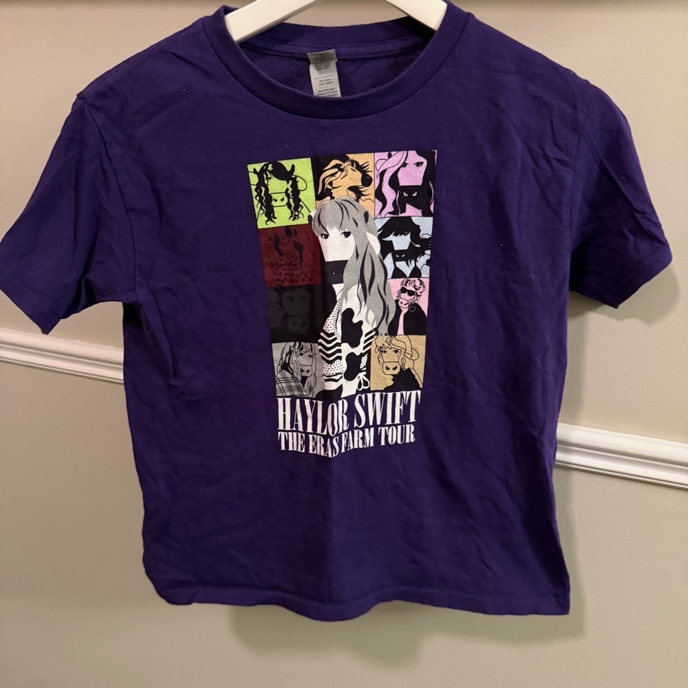 Taylor Swift Eras Farm Tour Cow Shirt Purple Youth Small Swiftie Tee — COWS